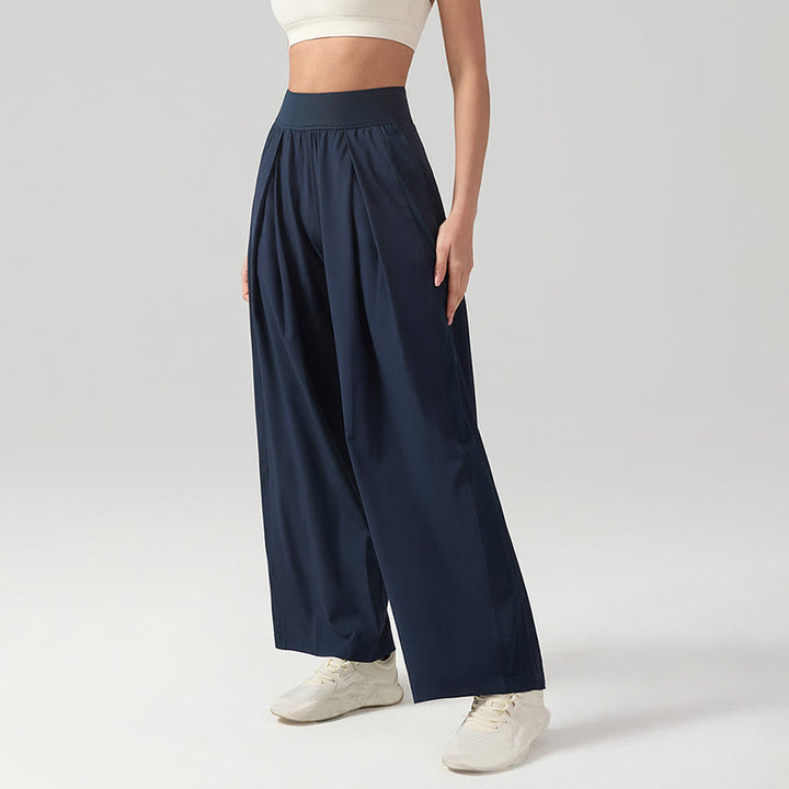 Pantaloni sportivi da yoga con tasche, a gamba larga, traspiranti, tinta unita, da donna, con Buddha Stones - image 7