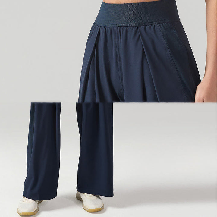 Pantaloni sportivi da yoga con tasche, a gamba larga, traspiranti, tinta unita, da donna, con Buddha Stones - image 12