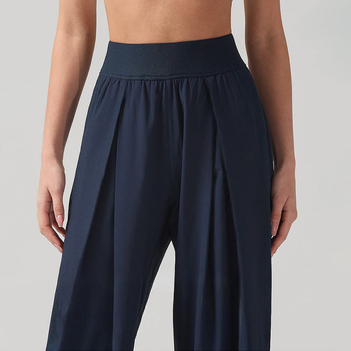 Pantaloni sportivi da yoga con tasche, a gamba larga, traspiranti, tinta unita, da donna, con Buddha Stones - image 9