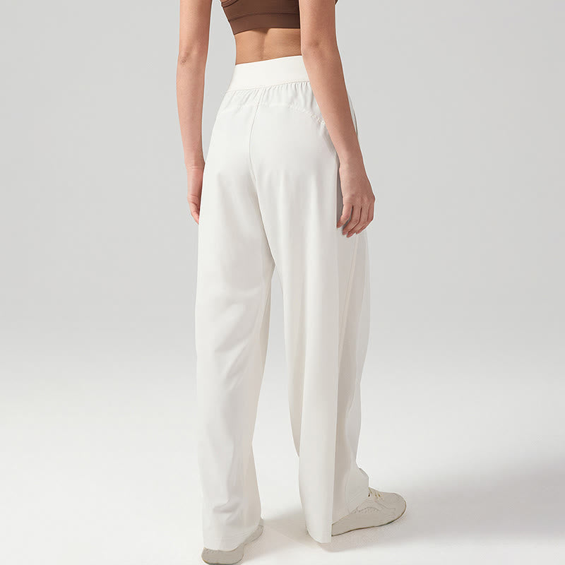 Pantaloni sportivi da yoga con tasche, a gamba larga, traspiranti, tinta unita, da donna, con Buddha Stones - image 2