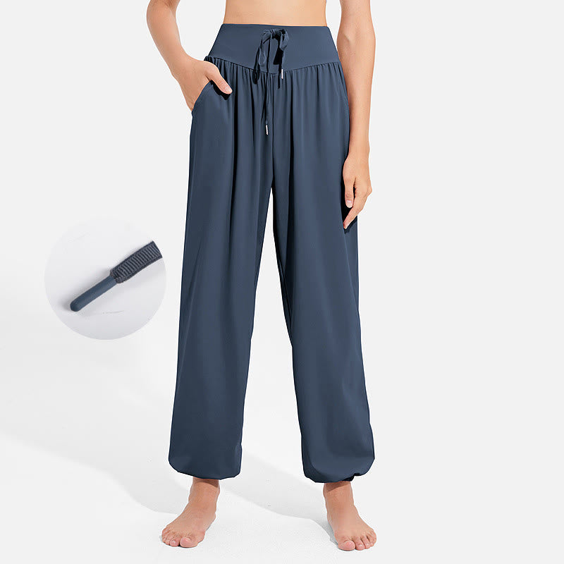 Pantaloni harem sportivi da yoga da donna con tasche e coulisse elastica in vita con motivo Buddha Stones - SteelBlue - US8-10, UK/AU12-14, EU40-42 (2XL) - image 21