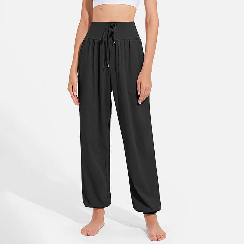 Pantaloni harem sportivi da yoga da donna con tasche e coulisse elastica in vita con motivo Buddha Stones - image 5