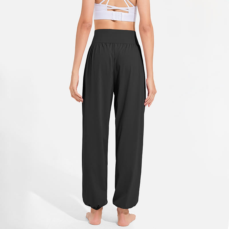 Pantaloni harem sportivi da yoga da donna con tasche e coulisse elastica in vita con motivo Buddha Stones - image 7