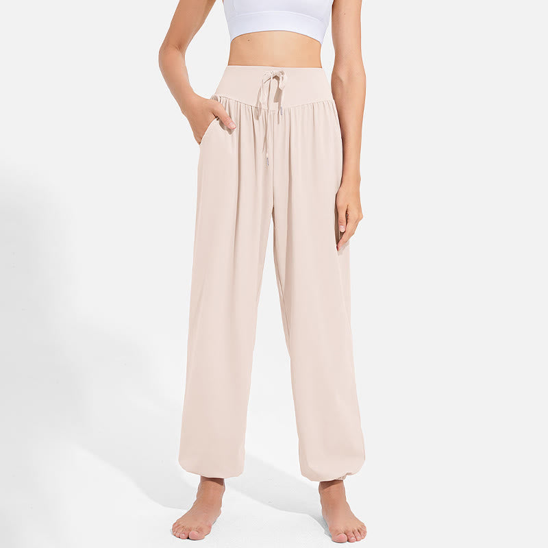 Pantaloni harem sportivi da yoga da donna con tasche e coulisse elastica in vita con motivo Buddha Stones - image 9