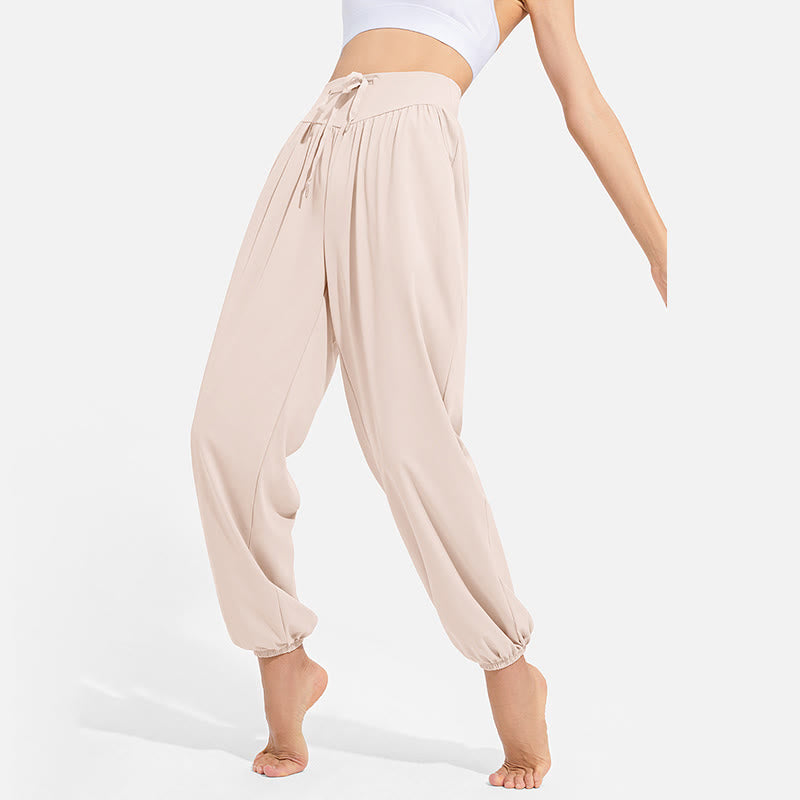 Pantaloni harem sportivi da yoga da donna con tasche e coulisse elastica in vita con motivo Buddha Stones - image 11