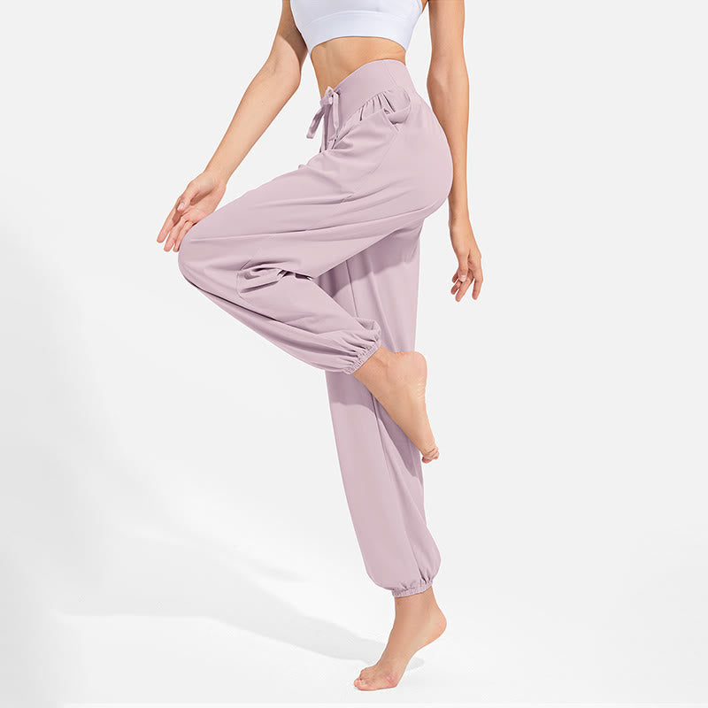 Pantaloni harem sportivi da yoga da donna con tasche e coulisse elastica in vita con motivo Buddha Stones - image 15