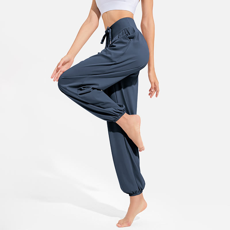 Pantaloni harem sportivi da yoga da donna con tasche e coulisse elastica in vita con motivo Buddha Stones - image 22