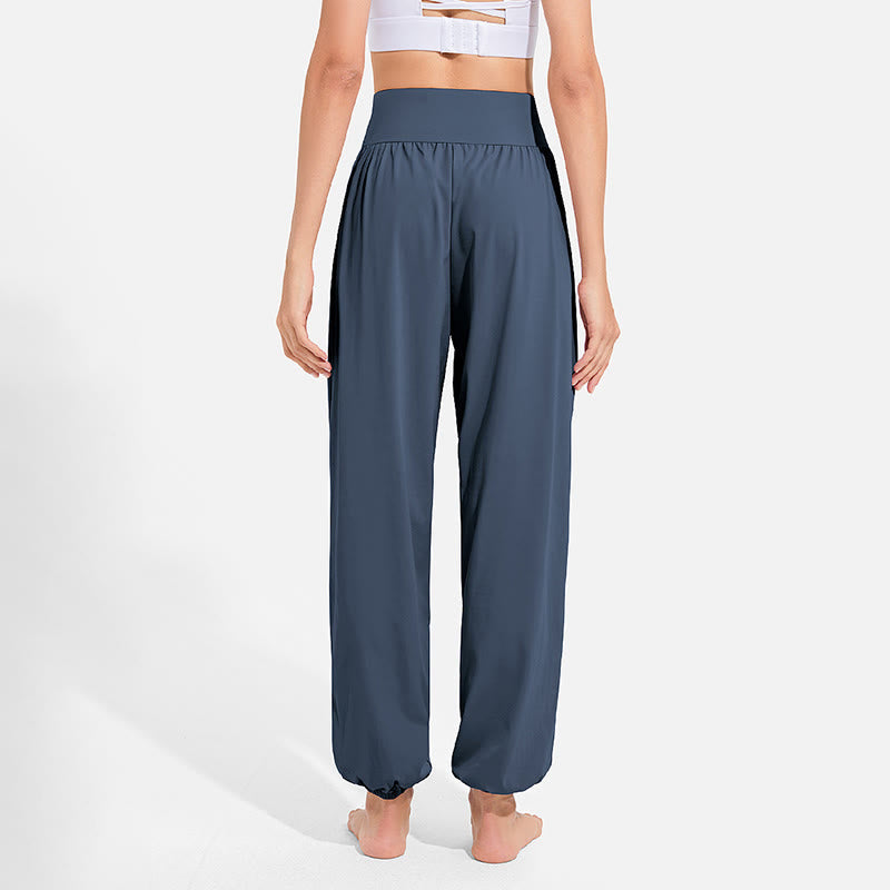 Pantaloni harem sportivi da yoga da donna con tasche e coulisse elastica in vita con motivo Buddha Stones - image 24