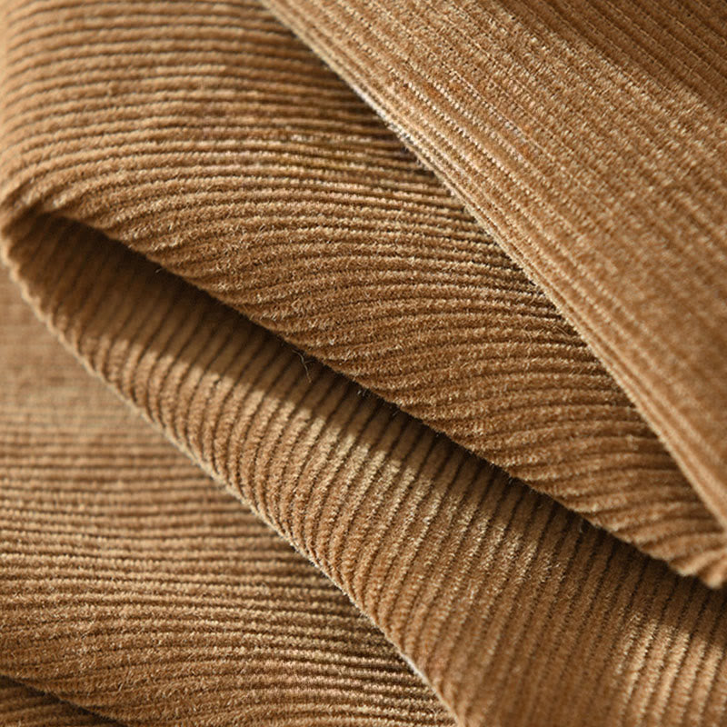 Camicia da uomo in velluto a coste di cotone a maniche lunghe con colletto rialzato, tasche decorative con bottoni e motivo Buddha Stones Fall - image 7