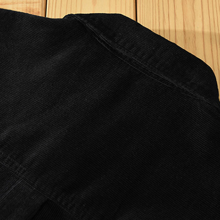Camicia da uomo in velluto a coste di cotone a maniche lunghe con colletto rialzato, tasche decorative con bottoni e motivo Buddha Stones Fall - image 16