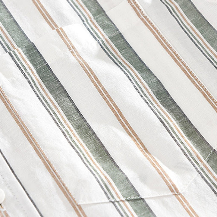 Camicia da uomo in cotone con maniche lunghe, maniche a tre quarti, maniche corte, a righe autunnali, con tasche decorative e bottoni, motivo Buddha Stones - image 14