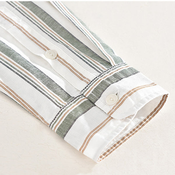 Camicia da uomo in cotone con maniche lunghe, maniche a tre quarti, maniche corte, a righe autunnali, con tasche decorative e bottoni, motivo Buddha Stones - image 16