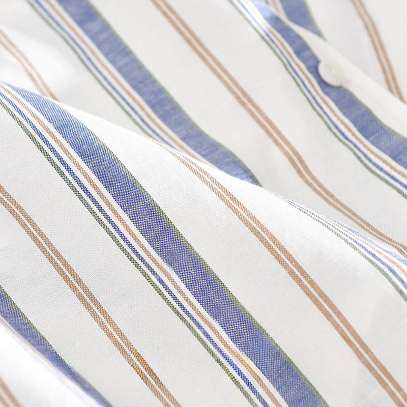 Camicia da uomo in cotone con maniche lunghe, maniche a tre quarti, maniche corte, a righe autunnali, con tasche decorative e bottoni, motivo Buddha Stones - image 11