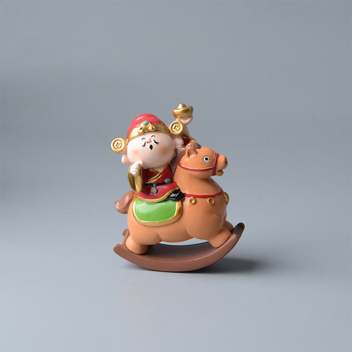 Buddha Stones Anno del Cavallo Dio della Ricchezza Borsa di Denaro Successo Prosperità Decorazione da Scrivania - Cavallo marrone sabbioso e Dio della ricchezza (11*8,5*4,5 cm) - image 1