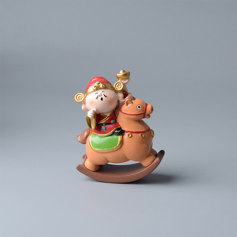 Buddha Stones Anno del Cavallo Dio della Ricchezza Borsa di Denaro Successo Prosperità Decorazione da Scrivania - Cavallo marrone sabbioso e Dio della ricchezza (11*8,5*4,5 cm) - image 1