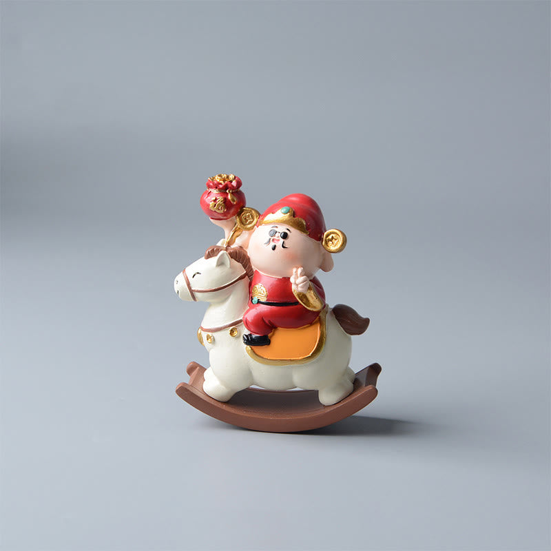 Buddha Stones Anno del Cavallo Dio della Ricchezza Borsa di Denaro Successo Prosperità Decorazione da Scrivania - Cavallo bianco e Dio della ricchezza (11*8,5*4,5 cm) - image 2