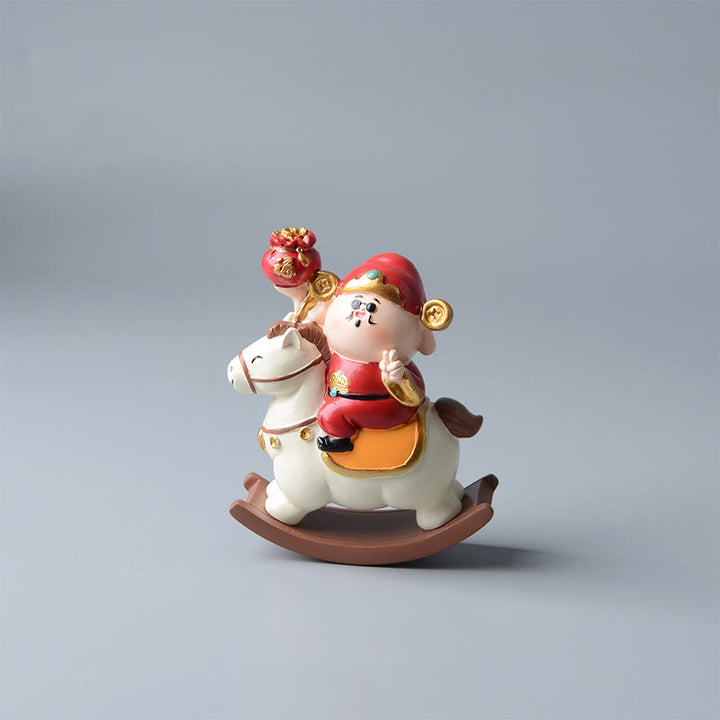 Buddha Stones Anno del Cavallo Dio della Ricchezza Borsa di Denaro Successo Prosperità Decorazione da Scrivania - Cavallo bianco e Dio della ricchezza (11*8,5*4,5 cm) - image 2