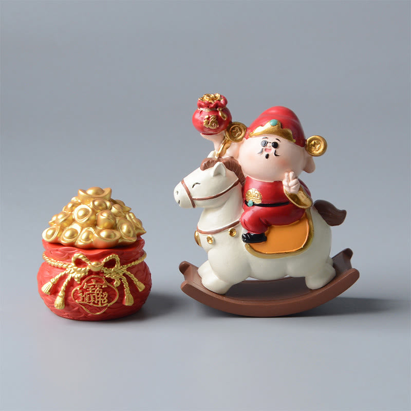 Buddha Stones Anno del Cavallo Dio della Ricchezza Borsa di Denaro Successo Prosperità Decorazione da Scrivania - image 15