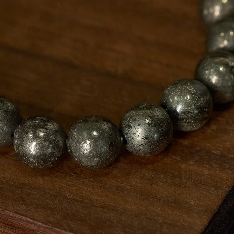 Bracciale Buddha Stones, perle rotonde di pirite, fiducia e abbondanza - image 3