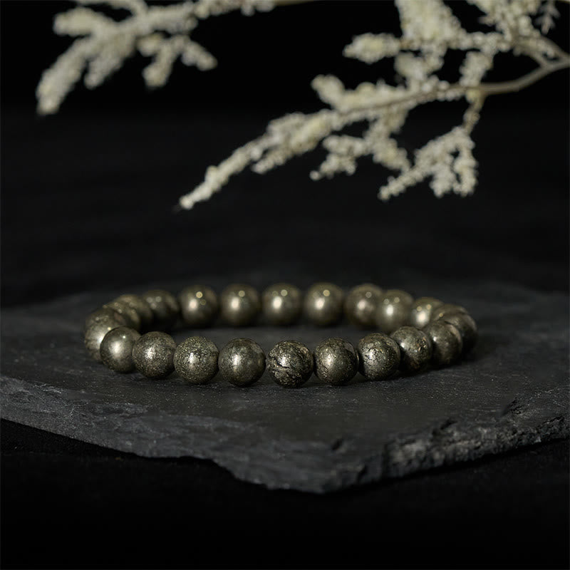 Bracciale Buddha Stones, perle rotonde di pirite, fiducia e abbondanza - image 1