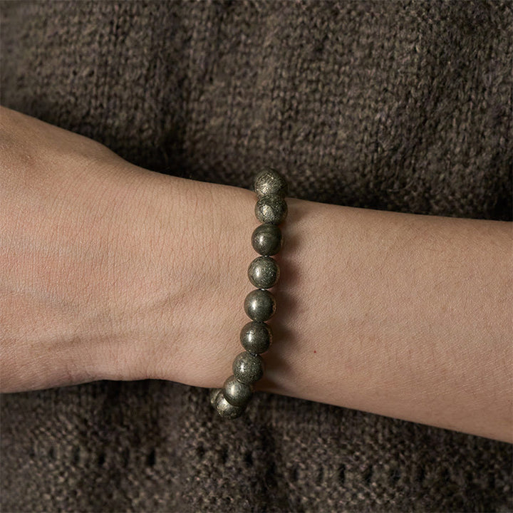 Bracciale Buddha Stones, perle rotonde di pirite, fiducia e abbondanza - image 4