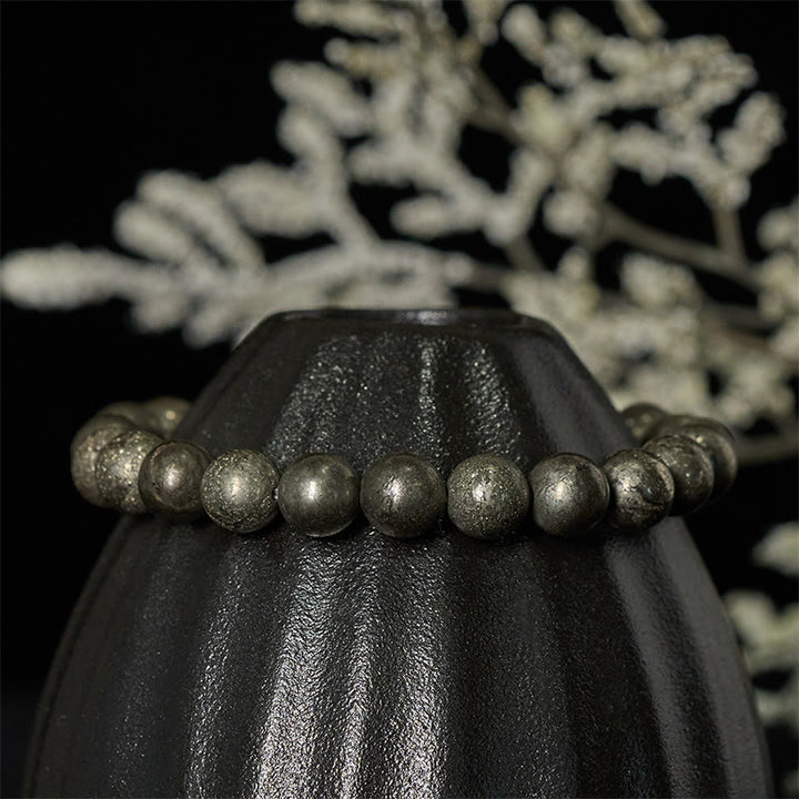 Bracciale Buddha Stones, perle rotonde di pirite, fiducia e abbondanza - image 2