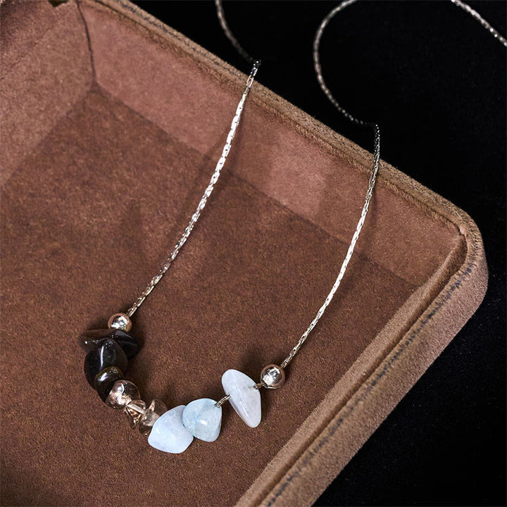 Collana con ciondolo Buddha Stones, ossidiana nera, quarzo fumé, granato, acquamarina, quarzo fragola, cristallo rosa, forza - image 2