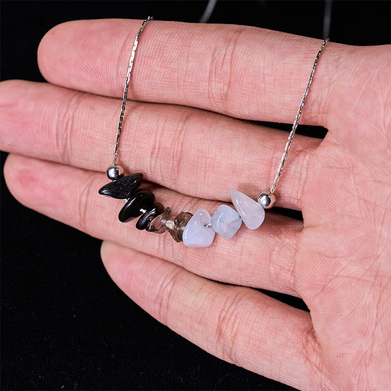 Collana con ciondolo Buddha Stones, ossidiana nera, quarzo fumé, granato, acquamarina, quarzo fragola, cristallo rosa, forza - image 4