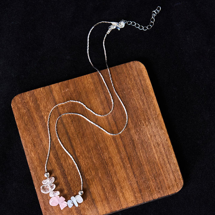 Collana con ciondolo Buddha Stones, ossidiana nera, quarzo fumé, granato, acquamarina, quarzo fragola, cristallo rosa, forza - image 11