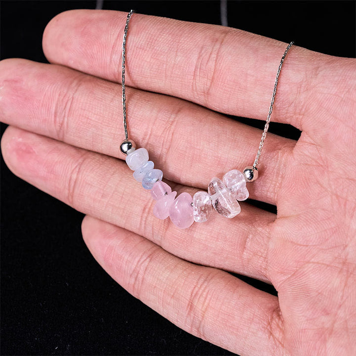 Collana con ciondolo Buddha Stones, ossidiana nera, quarzo fumé, granato, acquamarina, quarzo fragola, cristallo rosa, forza - image 12