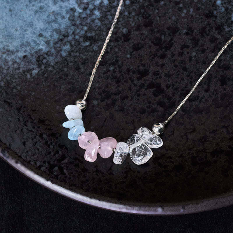 Collana con ciondolo Buddha Stones, ossidiana nera, quarzo fumé, granato, acquamarina, quarzo fragola, cristallo rosa, forza - image 9