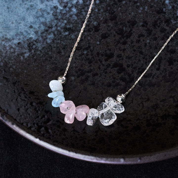 Collana con ciondolo Buddha Stones, ossidiana nera, quarzo fumé, granato, acquamarina, quarzo fragola, cristallo rosa, forza - image 9