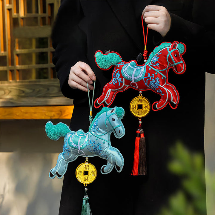 Buddha Stones Anno del Cavallo Monete di Rame Campana Ciondolo Nappa Ricchezza Successo Decorazione Appesa - image 0