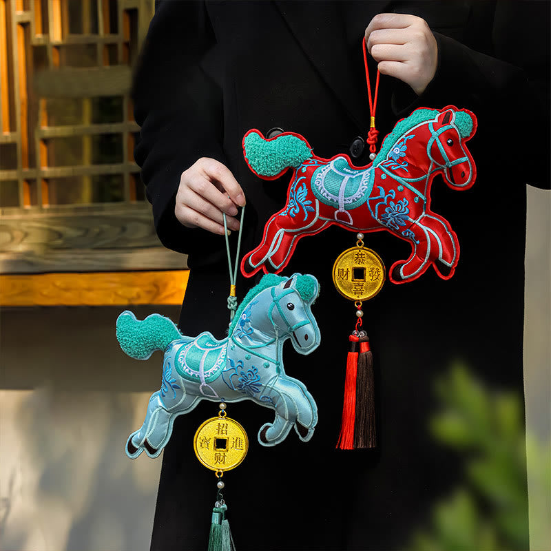 Buddha Stones Anno del Cavallo Monete di Rame Campana Ciondolo Nappa Ricchezza Successo Decorazione Appesa - image 0