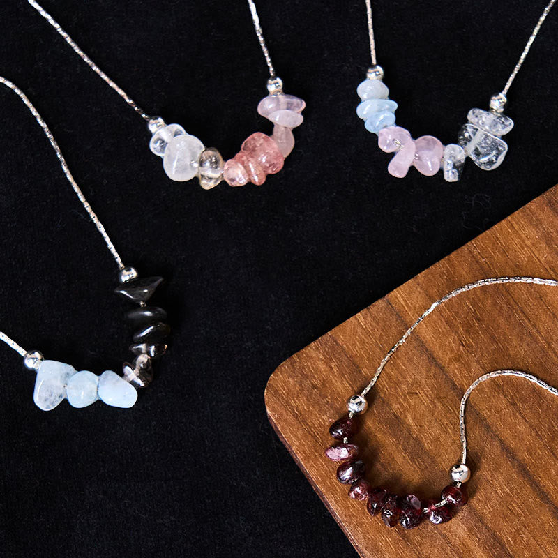 Collana con ciondolo Buddha Stones, ossidiana nera, quarzo fumé, granato, acquamarina, quarzo fragola, cristallo rosa, forza - image 26