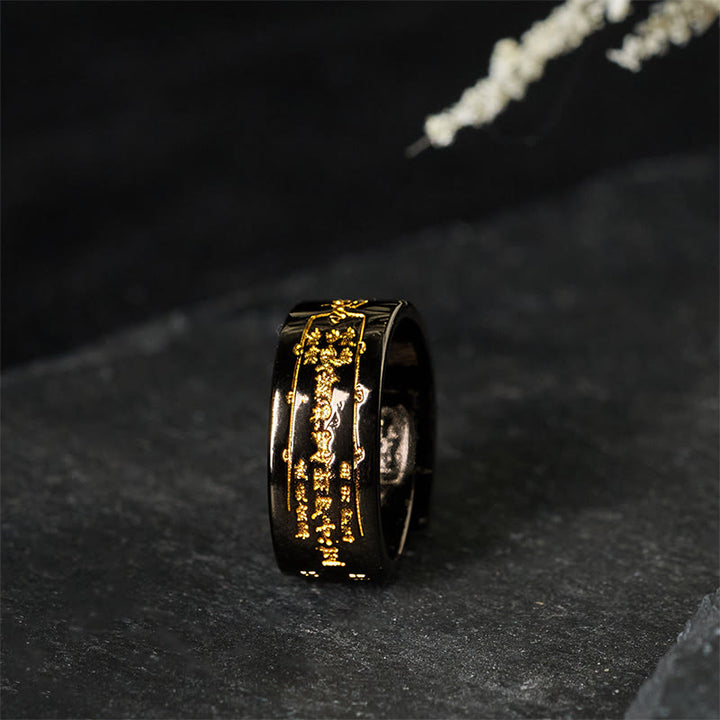 Anello regolabile con scritta in rame Buddha Stones - Nero rame (regolabile) - image 6