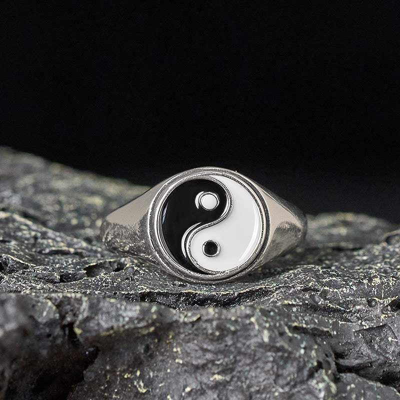Anello portafortuna regolabile in rame YinYang Buddha Stones - Bagua in rame nero (regolabile) - image 0