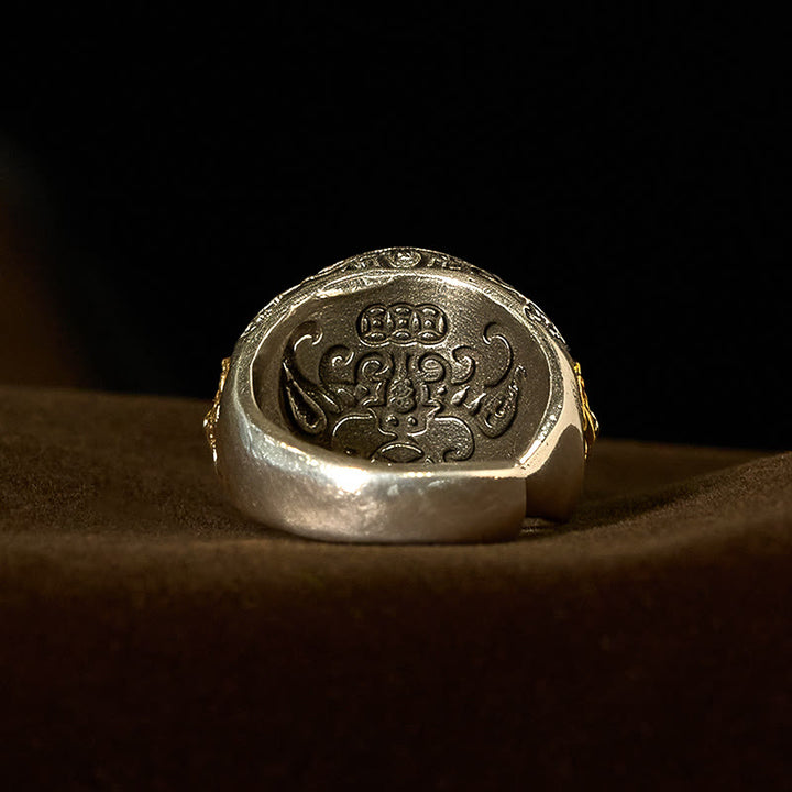 Buddha Stones Rame Bagua Monete di rame Ricchezza Anello girevole regolabile - image 2