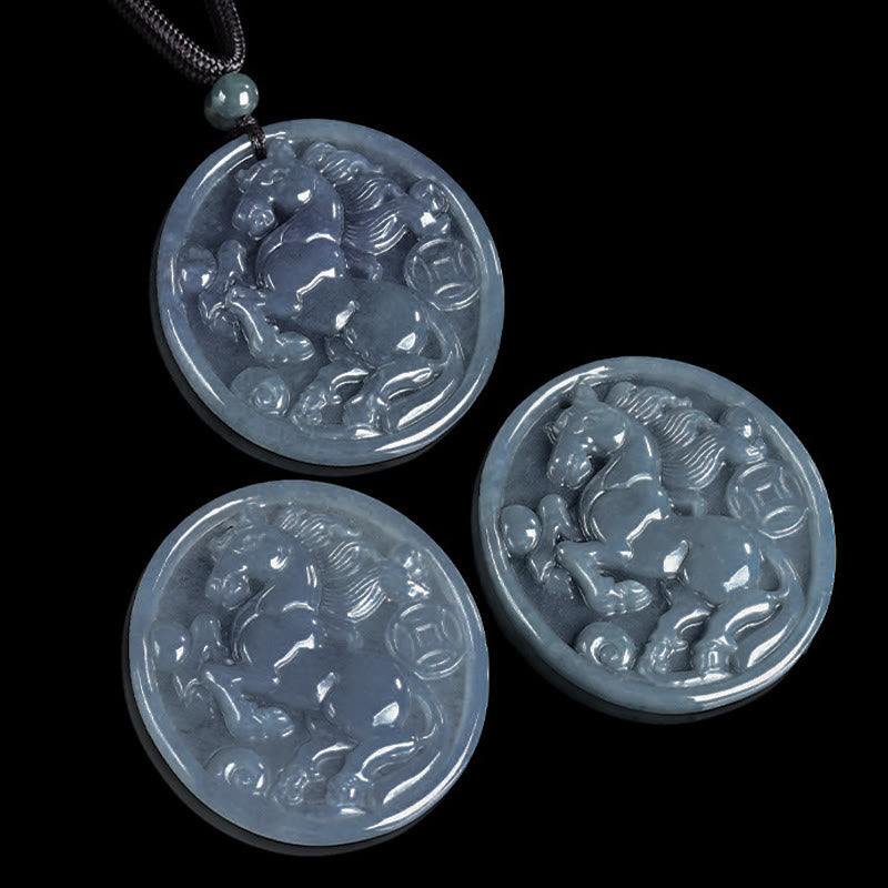 Buddha Stones Anno del Cavallo Giada Fortuna Abbondanza Collana Pendenti - image 11