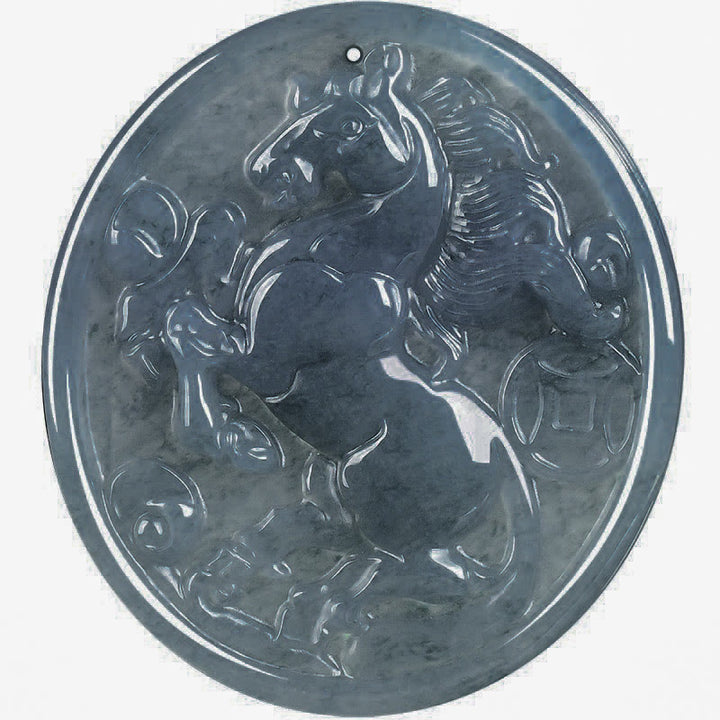 Buddha Stones Anno del Cavallo Giada Fortuna Abbondanza Collana Pendenti - image 9