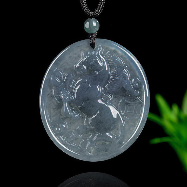 Buddha Stones Anno del Cavallo Giada Fortuna Abbondanza Collana Pendenti - Cavallo di Giada - image 0