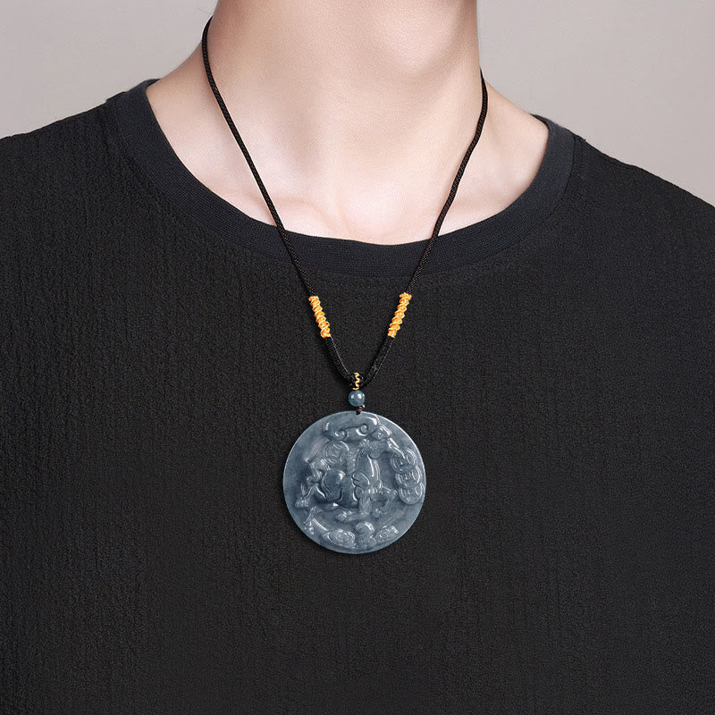 Buddha Stones Anno del Cavallo Giada Prosperità Abbondanza Collana Pendenti - image 4