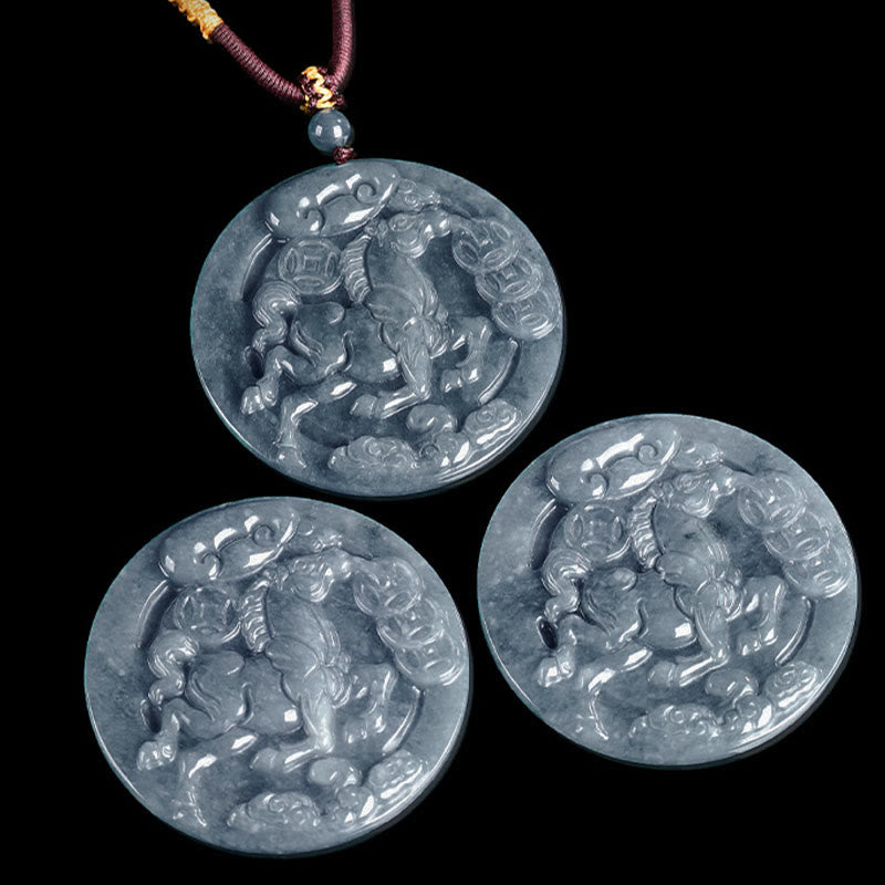Buddha Stones Anno del Cavallo Giada Prosperità Abbondanza Collana Pendenti - image 10