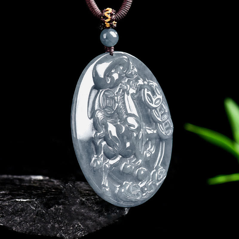Buddha Stones Anno del Cavallo Giada Prosperità Abbondanza Collana Pendenti - image 7