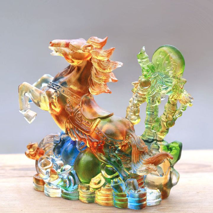 Buddha Stones Anno del Cavallo Cavallo Fu fatto a mano Personaggio Liuli Cristallo Opera d'arte Prosperità Decorazione per la casa e l'ufficio - image 2