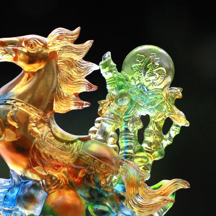 Buddha Stones Anno del Cavallo Cavallo Fu fatto a mano Personaggio Liuli Cristallo Opera d'arte Prosperità Decorazione per la casa e l'ufficio - image 3