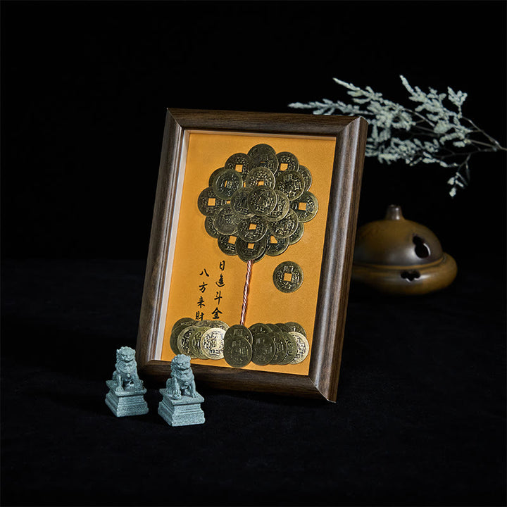 Buddha Stones, cinque monete dell'imperatore, albero, attrazione, fortuna, protezione, cornice per foto, ornamento, arredamento per la casa - image 2