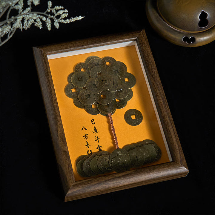 Buddha Stones, cinque monete dell'imperatore, albero, attrazione, fortuna, protezione, cornice per foto, ornamento, arredamento per la casa - image 3