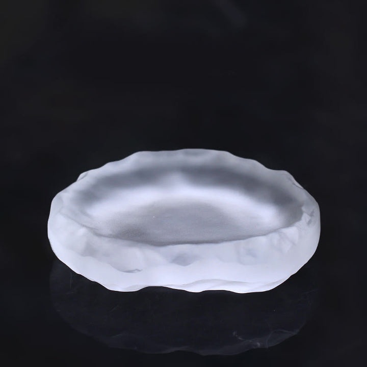 Buddha Stones Anno del Cavallo Baccello di Loto Foglia di Loto Liuli Opera d'Arte di Cristallo Decorazione Energetica per la Casa e l'Ufficio - Cuscinetto con bordo ondulato 10,5*9,5*5 cm - image 6