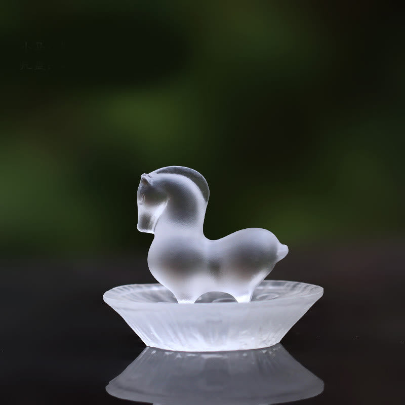 Buddha Stones Anno del Cavallo Baccello di Loto Foglia di Loto Liuli Opera d'Arte di Cristallo Decorazione Energetica per la Casa e l'Ufficio - Tappetino per pod Horse&Lotus - image 11